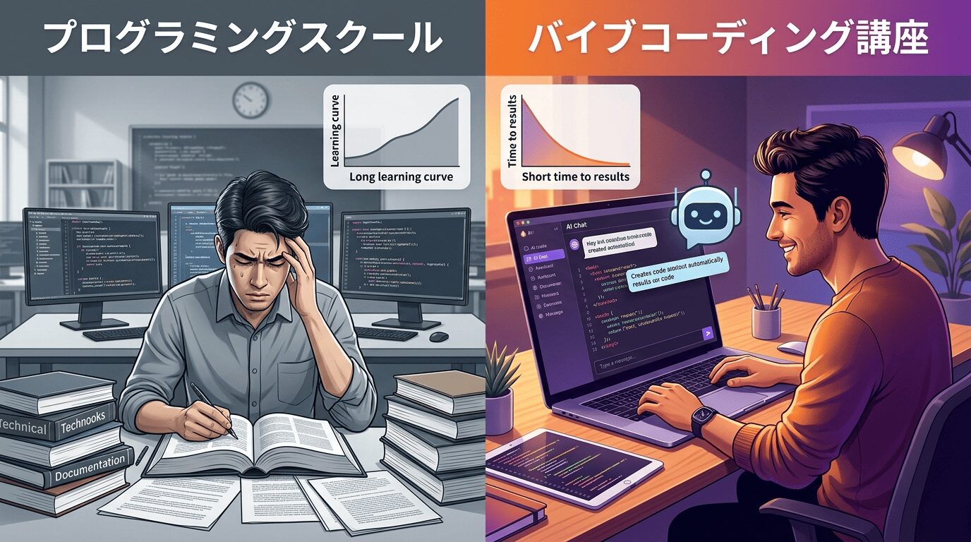 プログラミングスクールとバイブコーディング講座の学び方の違い